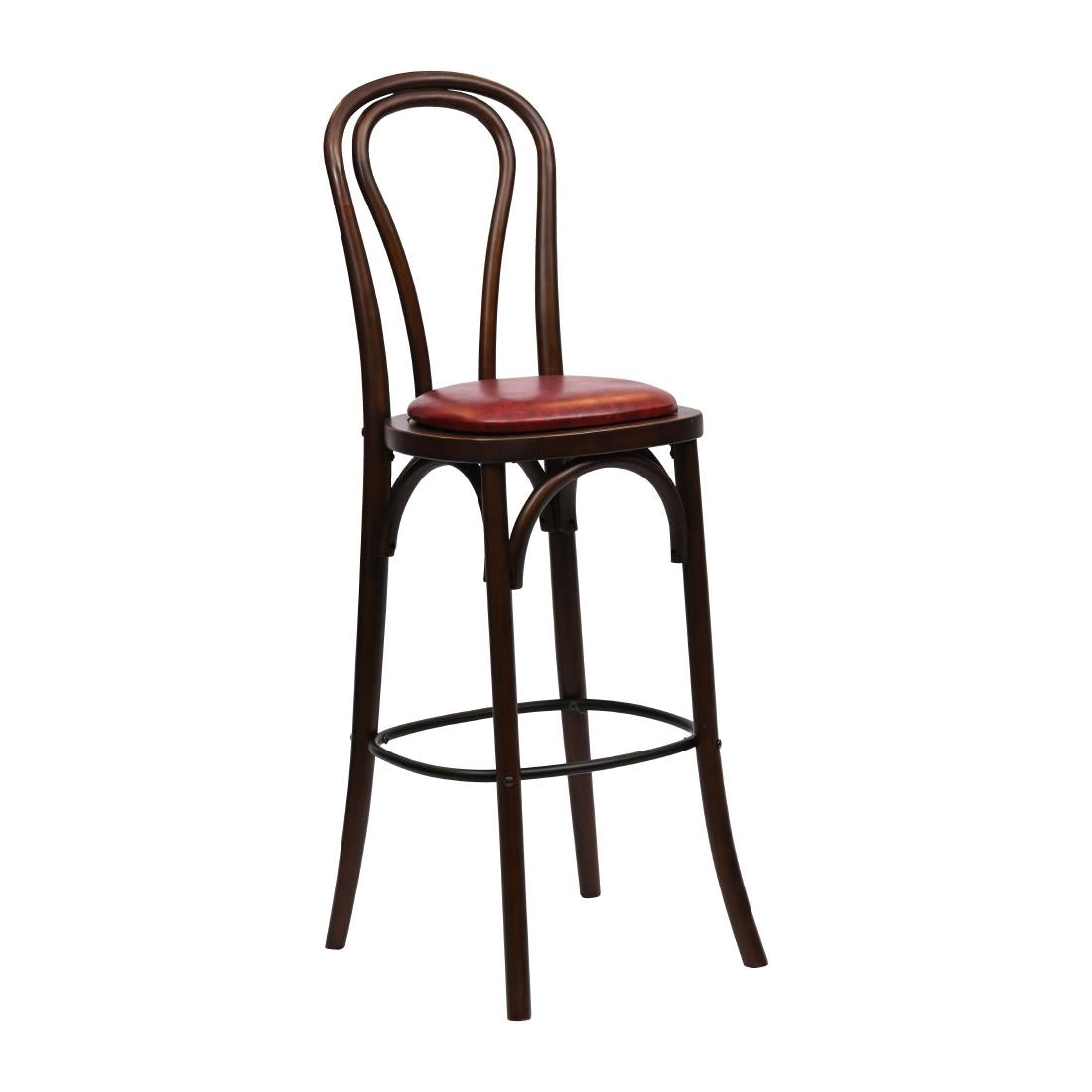 HX837 Hoop Back Bar Chair in Dark Walnut with Bison Bordeaux Seat