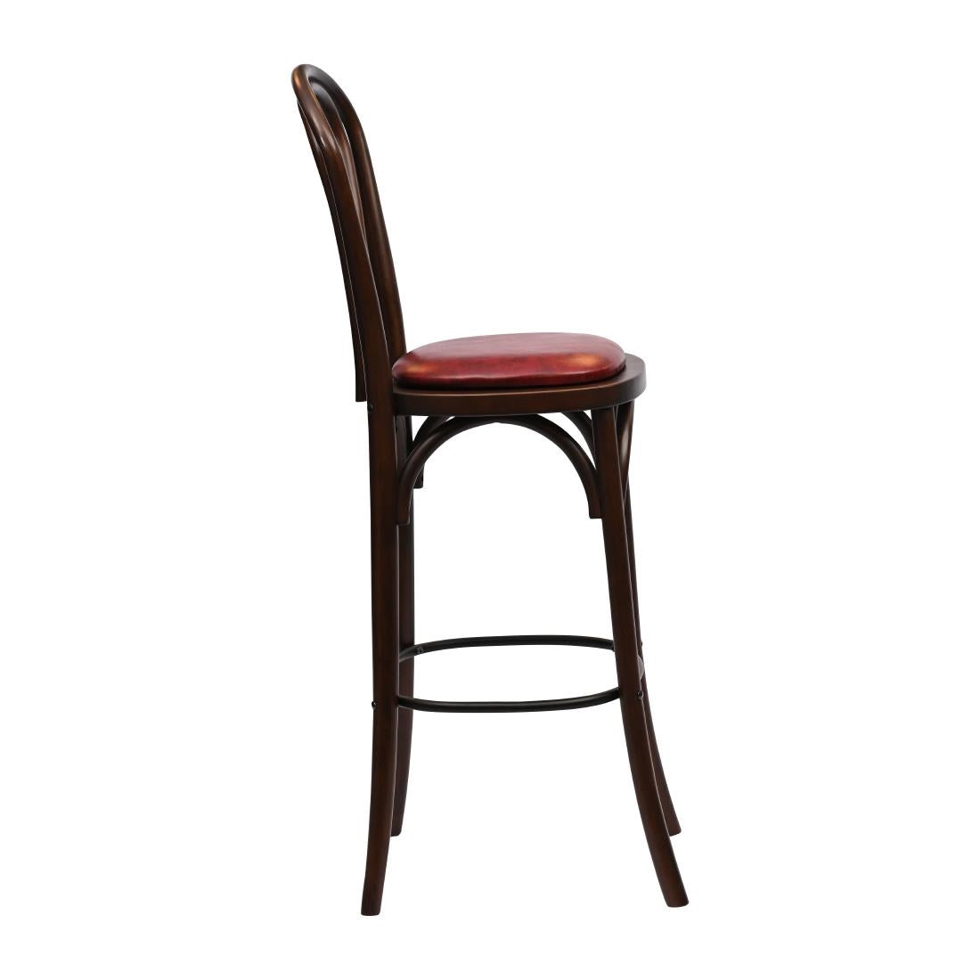HX837 Hoop Back Bar Chair in Dark Walnut with Bison Bordeaux Seat