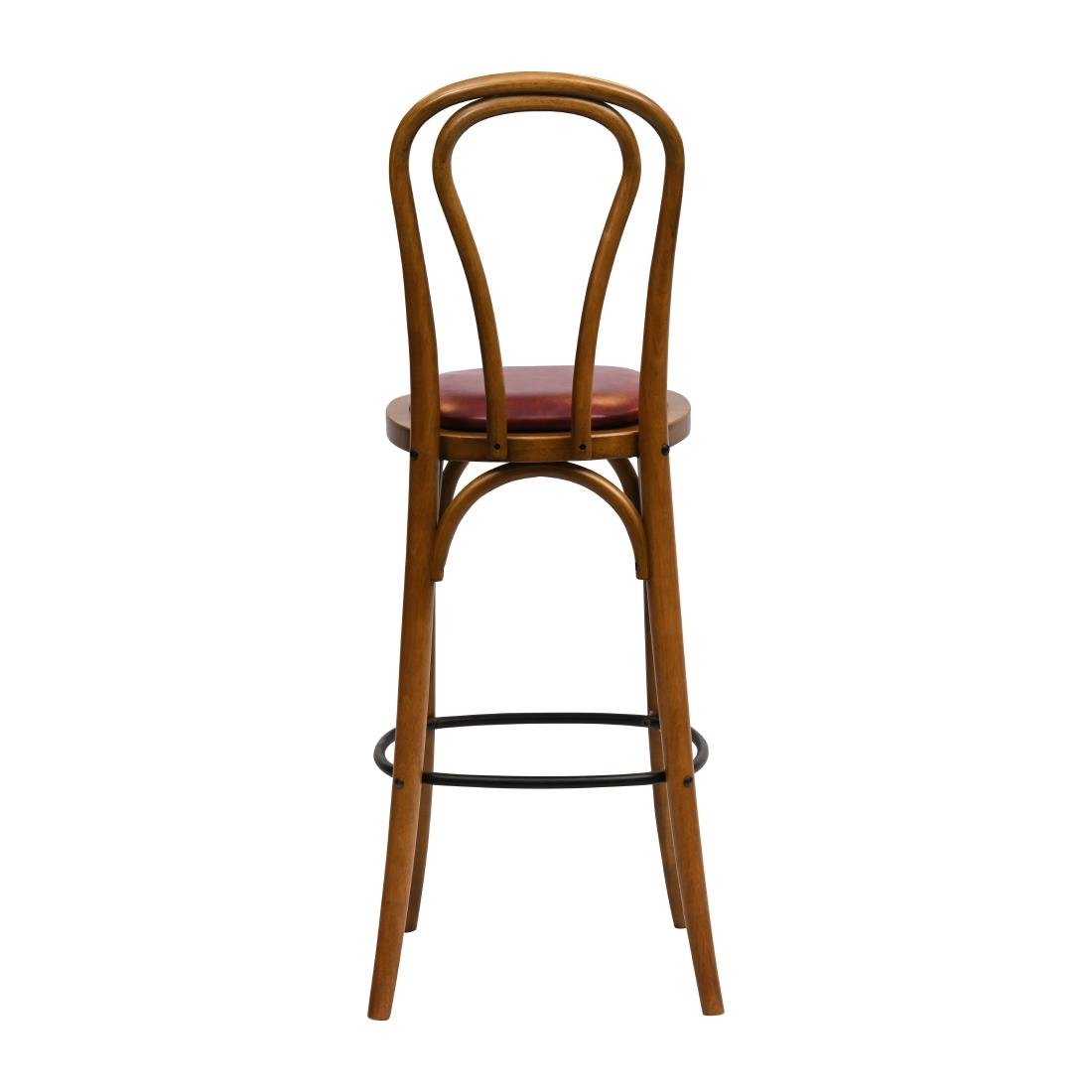 HX844 Hoop Back Bar Chair in Weathered Oak with Bison Bordeaux Seat
