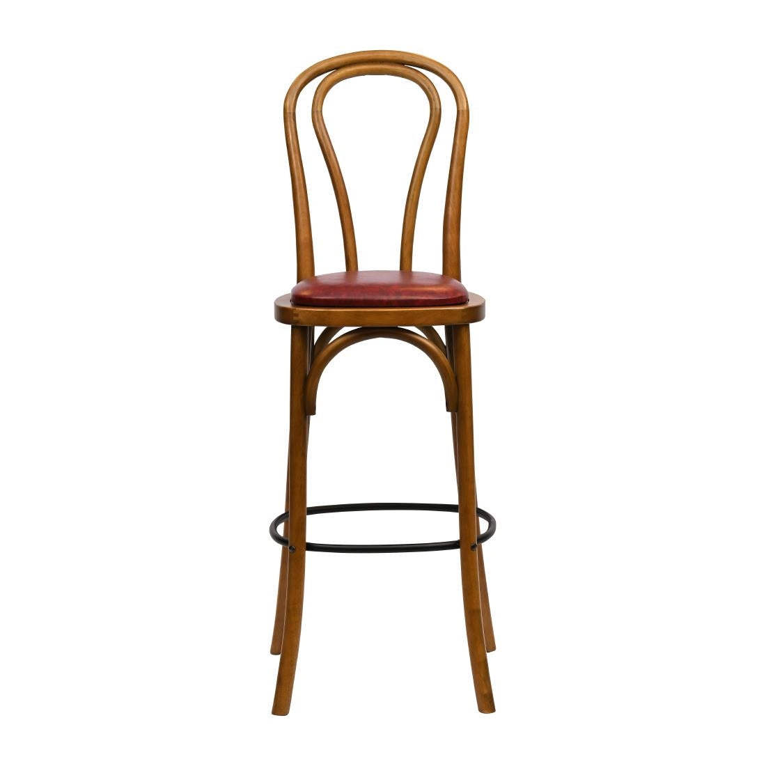 HX844 Hoop Back Bar Chair in Weathered Oak with Bison Bordeaux Seat