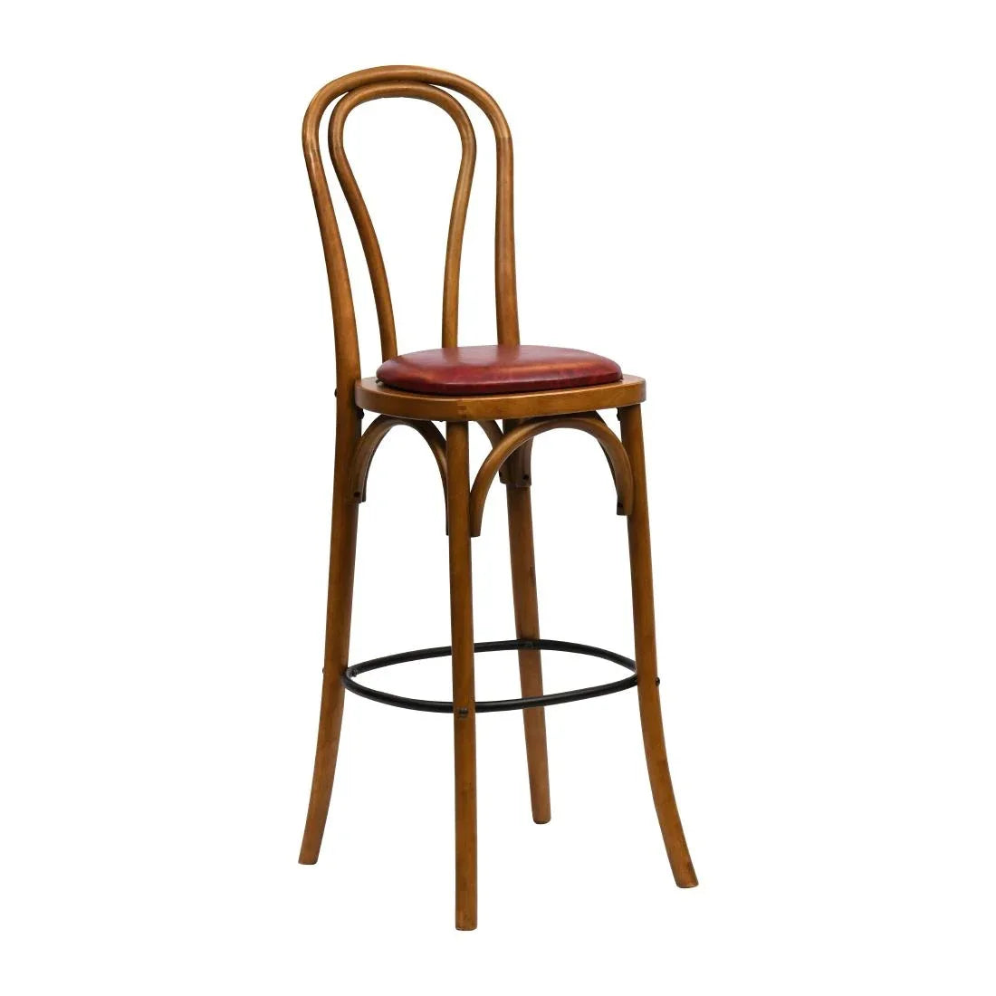 HX844 Hoop Back Bar Chair in Weathered Oak with Bison Bordeaux Seat