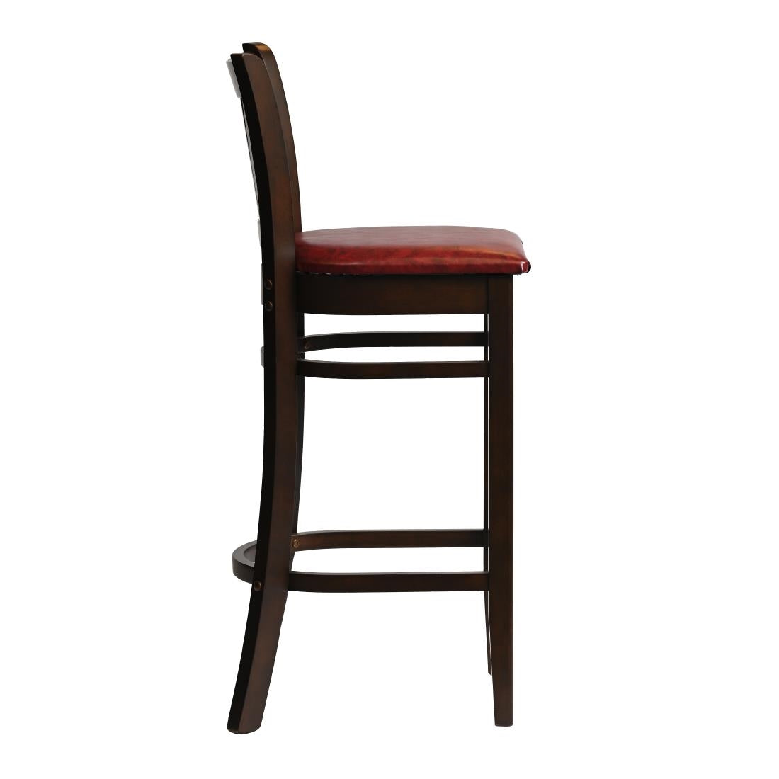 HX851 Manhattan Bar Chair in Dark Walnut with Bison Bordeaux Seat