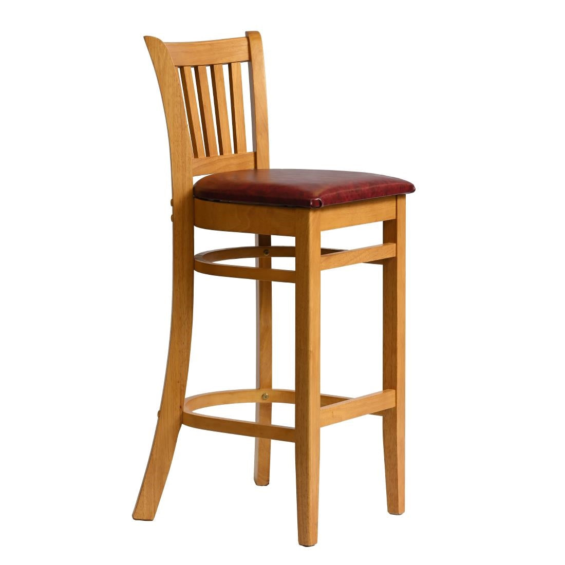 HX858 Manhattan Bar Chair in Soft Oak with Bison Bordeaux Seat