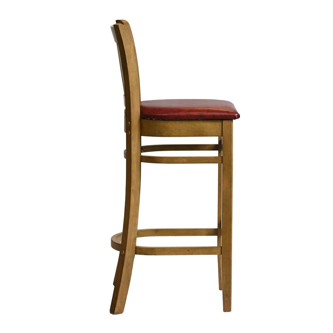 HX865 Manhattan Bar Chair in Weathered Oak with Bison Bordeaux Seat