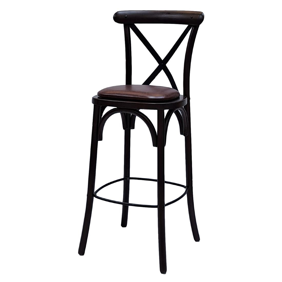HX872 Bristol Bar Chair in Dark Walnut with Bison Espresso Seat