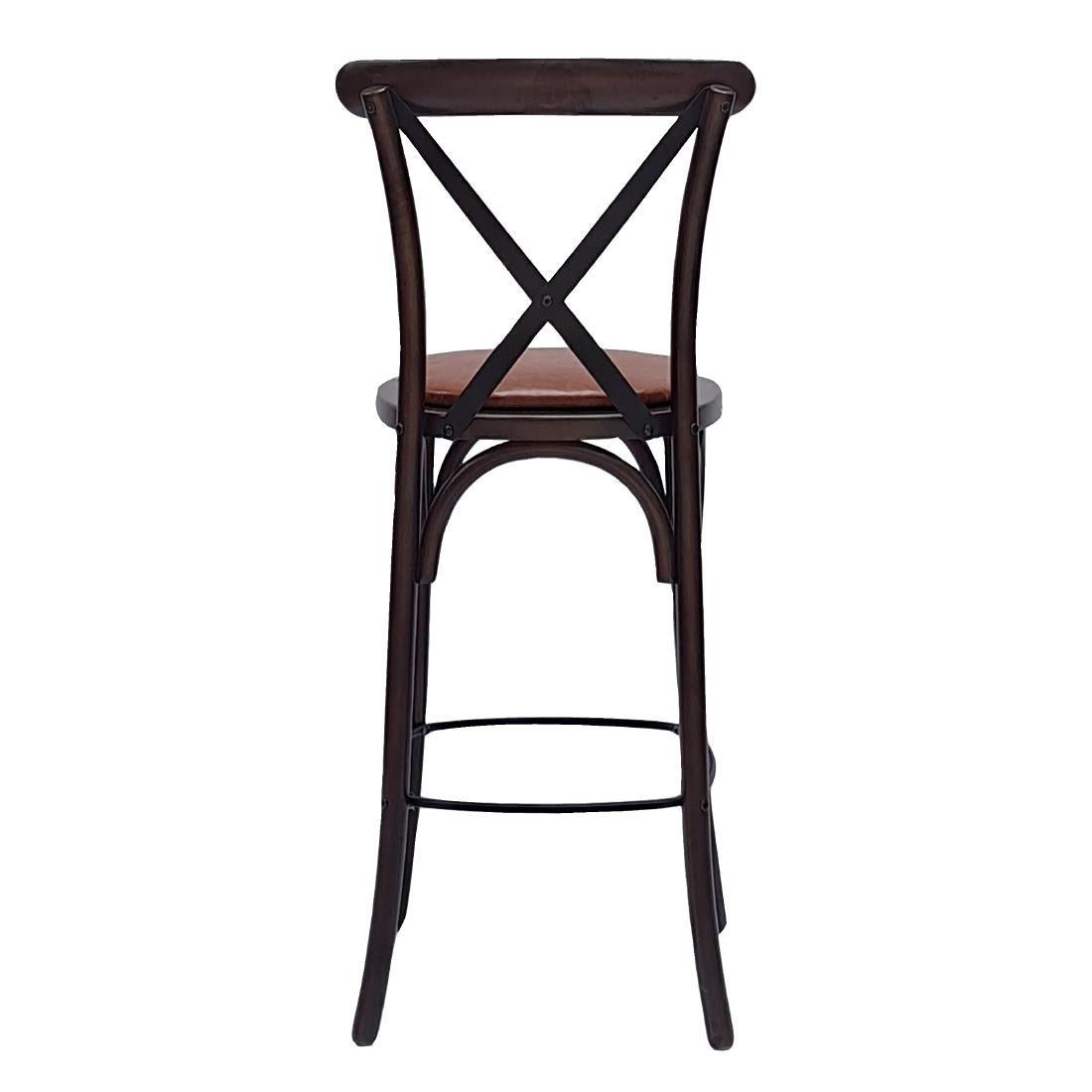 HX873 Bristol Bar Chair in Dark Walnut with Bison Tan Seat
