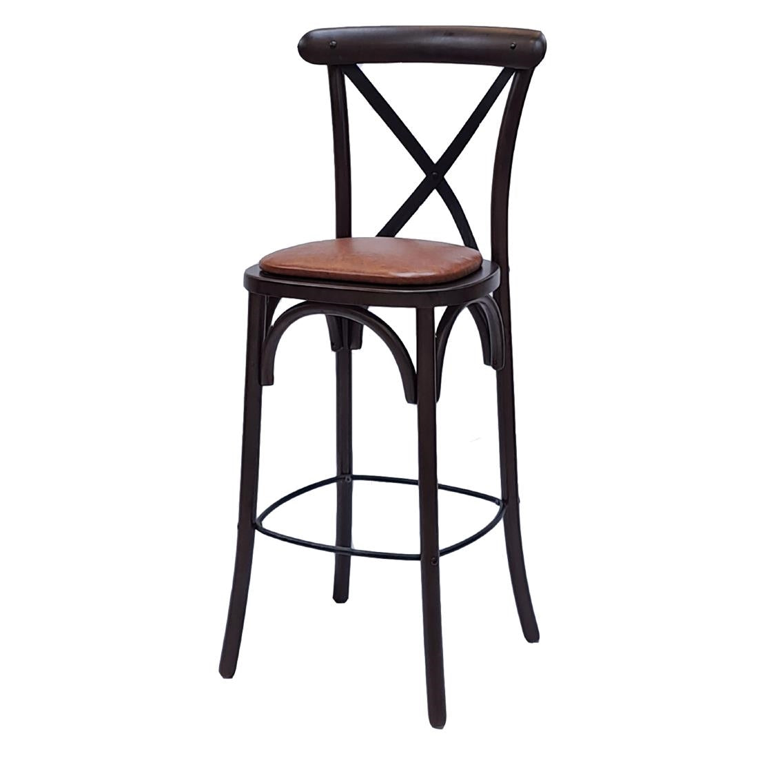 HX873 Bristol Bar Chair in Dark Walnut with Bison Tan Seat
