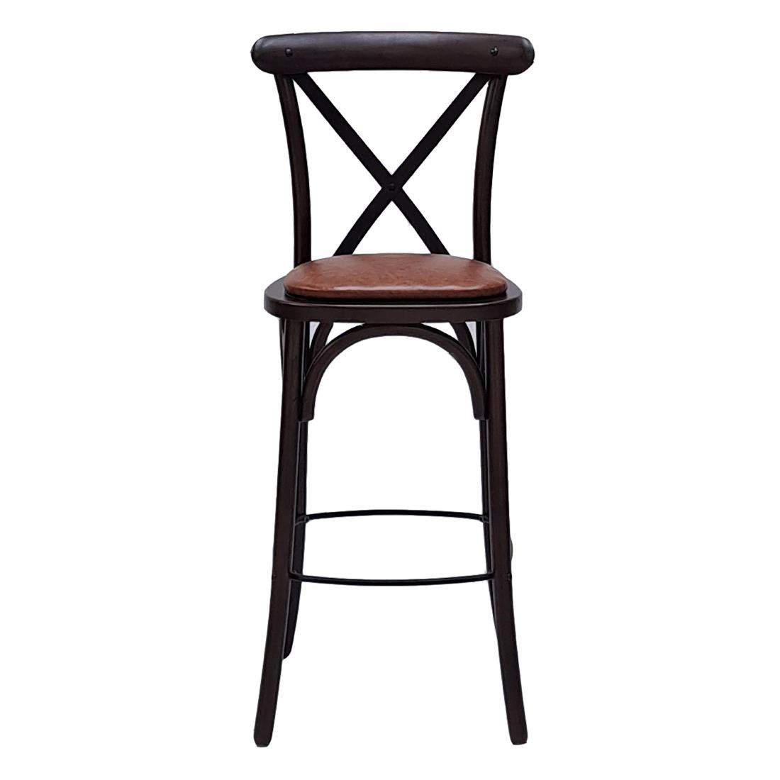 HX873 Bristol Bar Chair in Dark Walnut with Bison Tan Seat