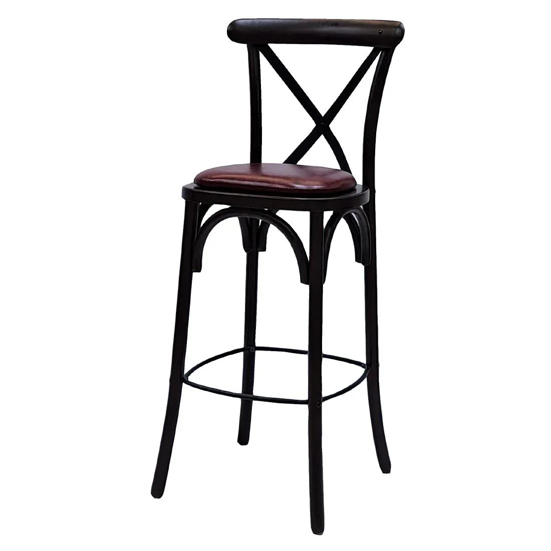 HX874 Bristol Bar Chair in Dark Walnut with Bison Bordeaux Seat
