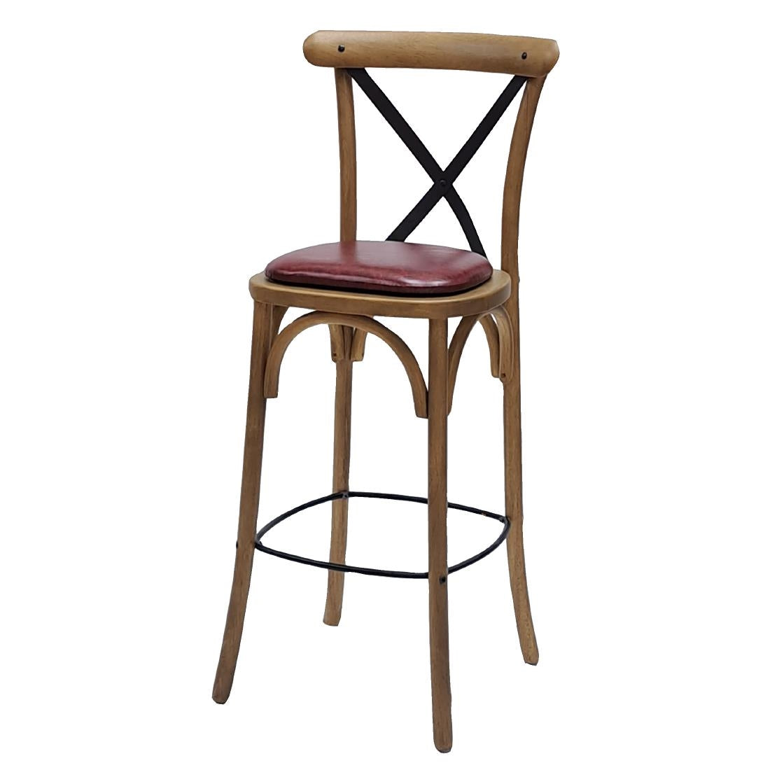 HX881 Bristol Bar Chair in Weathered Oak with Bison Bordeaux Seat