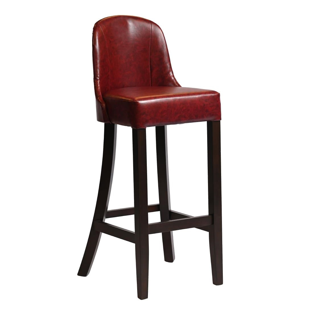 HX896 Kilsby Bar Chair in Dark Walnut with Bison Bordeaux Seat