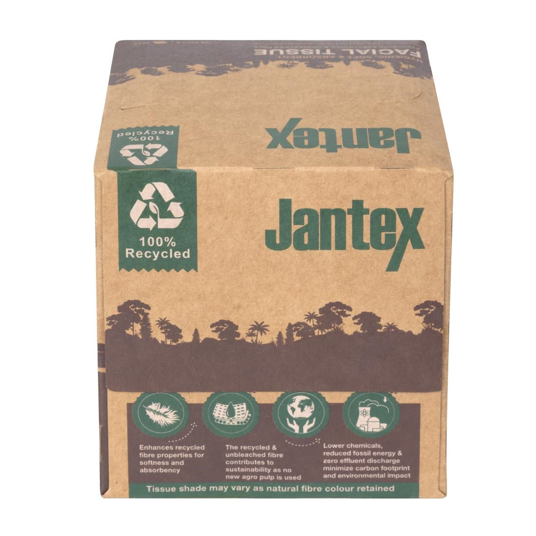 HX931 Jantex Green 100% Recycled Facial Tissue Cube 100 Sheets (36 Pack)