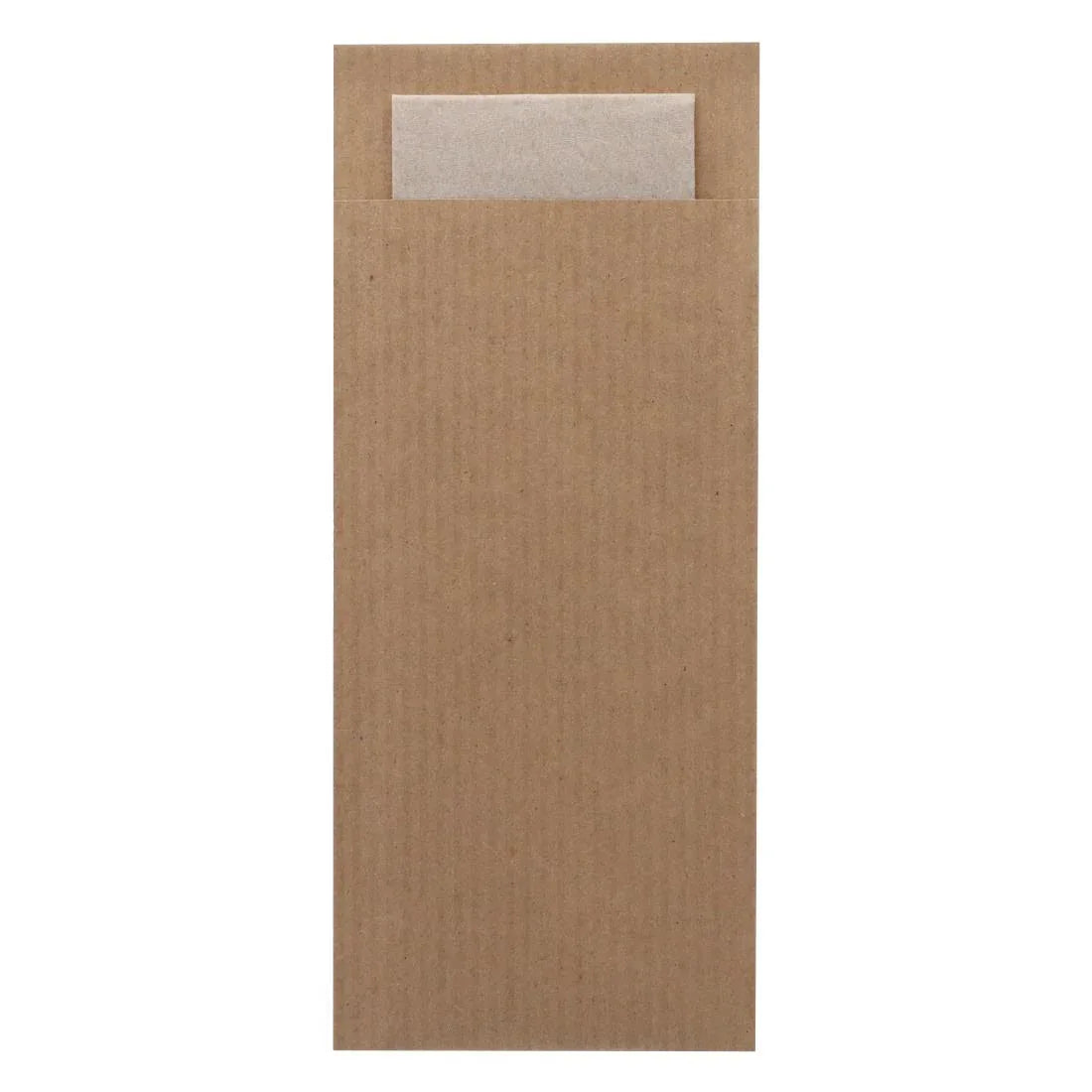 HX970 - Europochette Classic Size Kraft Brown Cutlery Pouch with Kraft 2ply Napkin (500 pack)