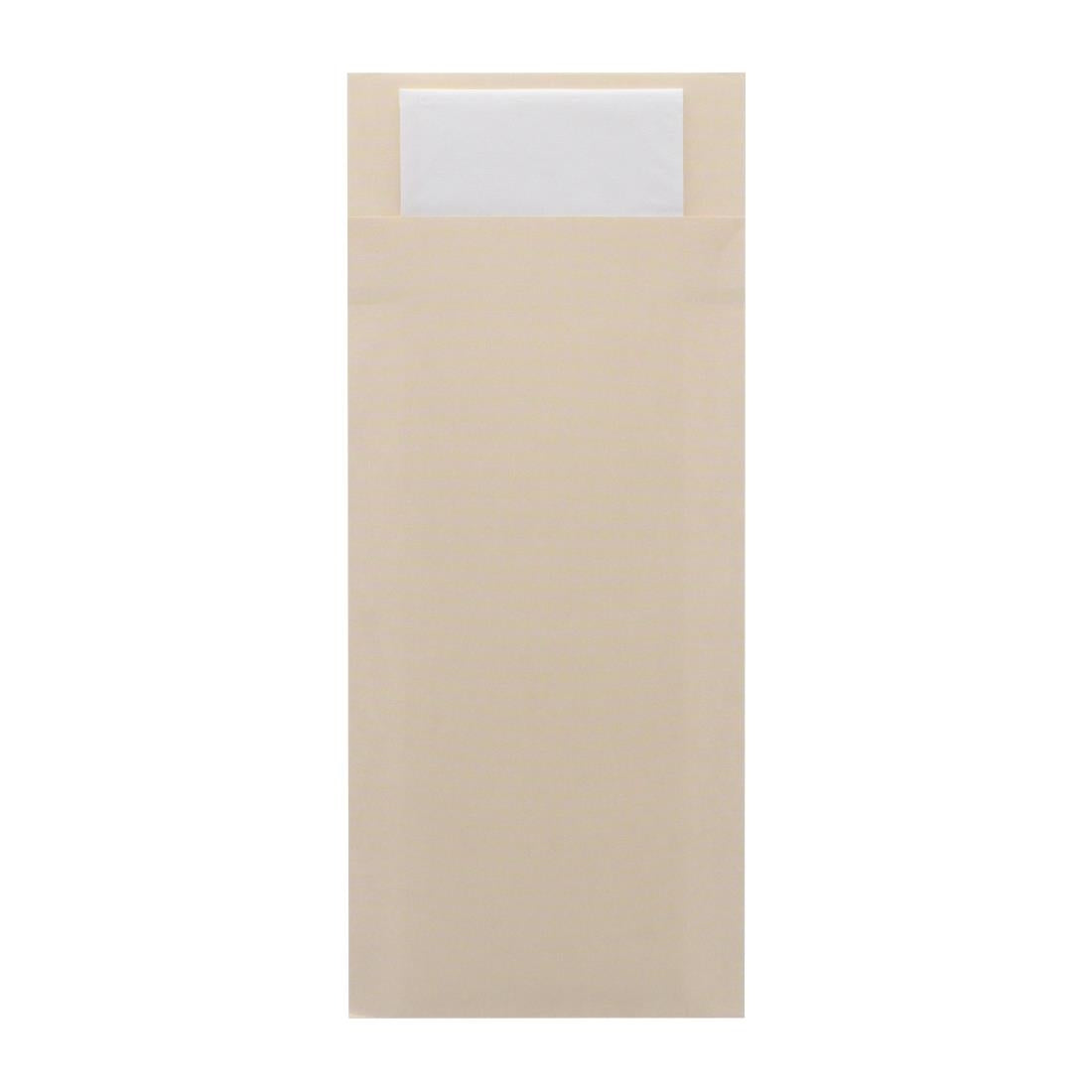 HX971 - Europochette Classic Size Cream Cutlery Pouch with White 2ply Napkin (500 pack)