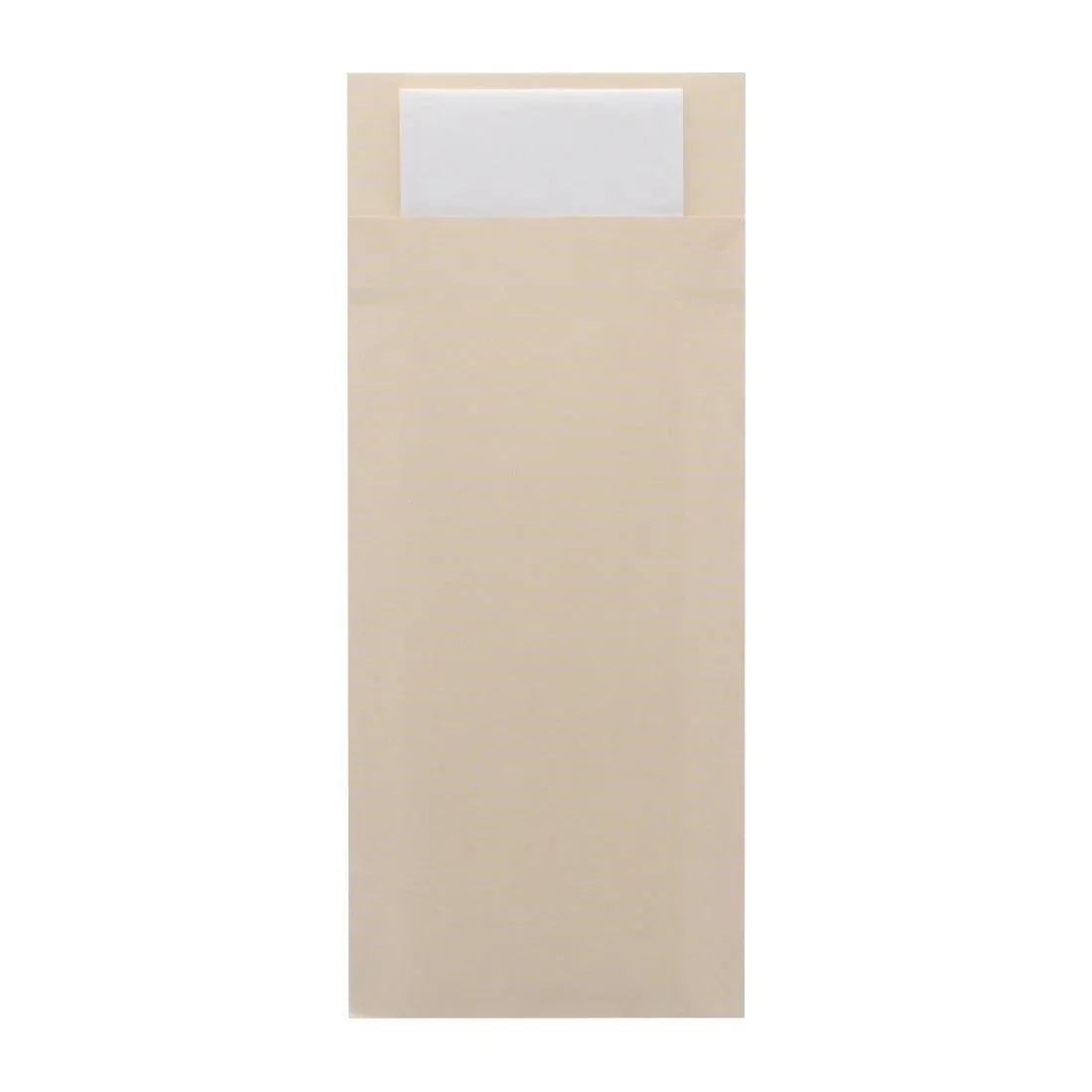 HX971 - Europochette Classic Size Cream Cutlery Pouch with White 2ply Napkin (500 pack)