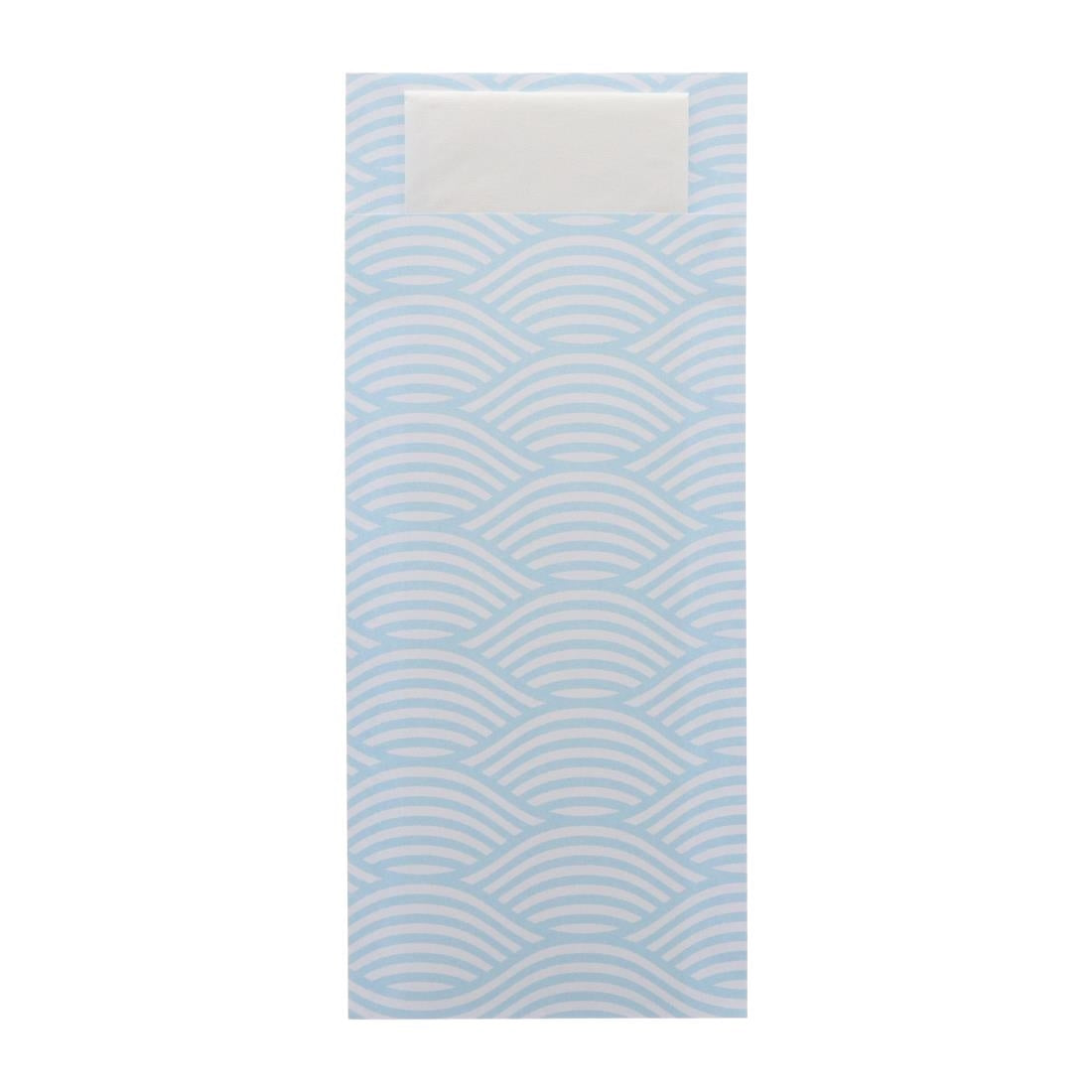 HX977 - Europochette Classic Size Coastal Cutlery Pouch with White 2ply Napkin (500 pack)