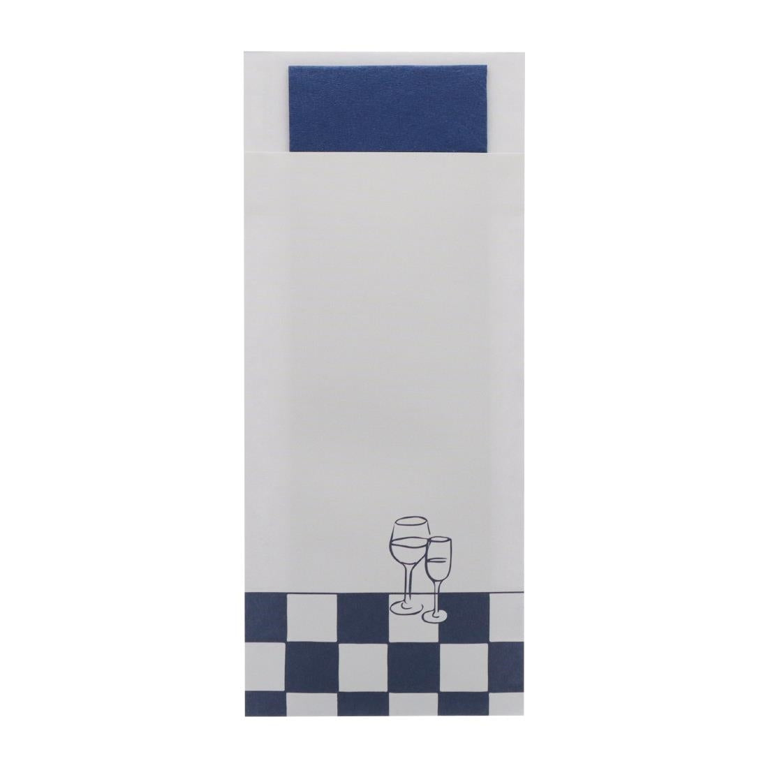 HX978 - Europochette Classic Size Wine & Dine Cutlery Pouch with Blue 2ply Napkin (500 pack)
