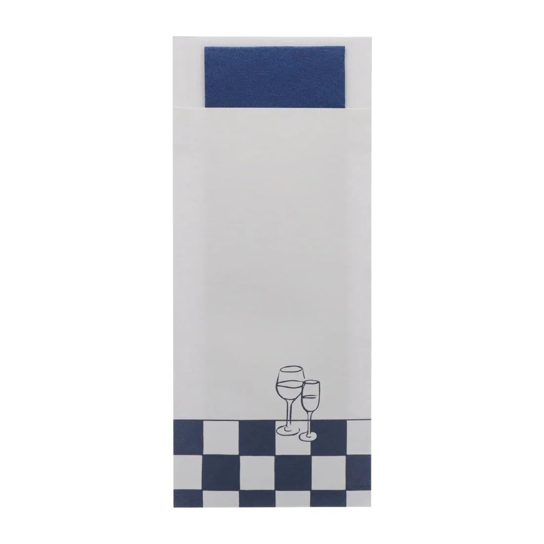 HX978 - Europochette Classic Size Wine & Dine Cutlery Pouch with Blue 2ply Napkin (500 pack)