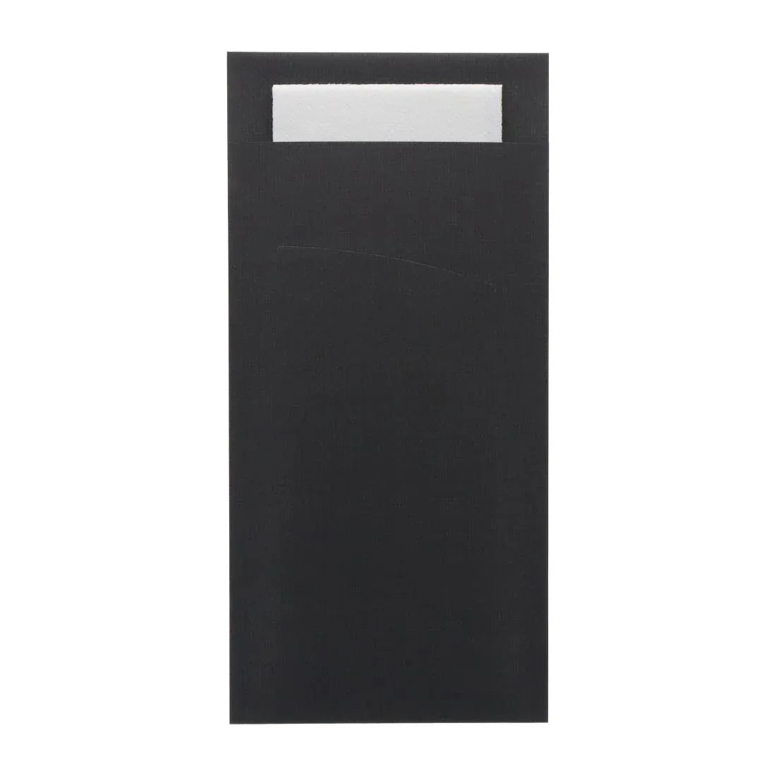 HX980 - Europochette Extra Size Black Cutlery Pouch with White Airlaid Napkin (200 pack)