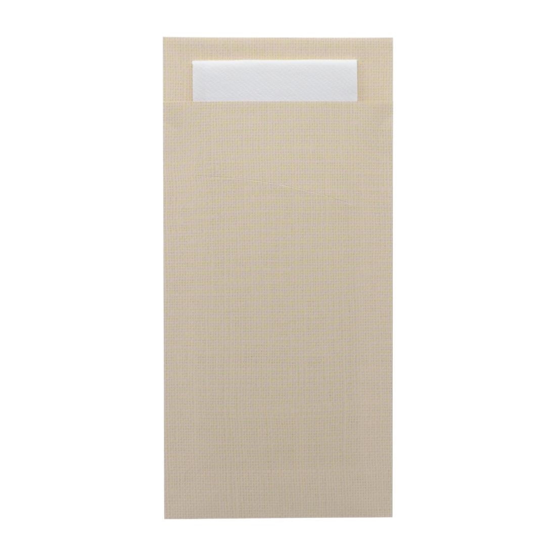 HX982 - Europochette Extra Size Champagne Cutlery Pouch with White Airlaid Napkin (200 pack)