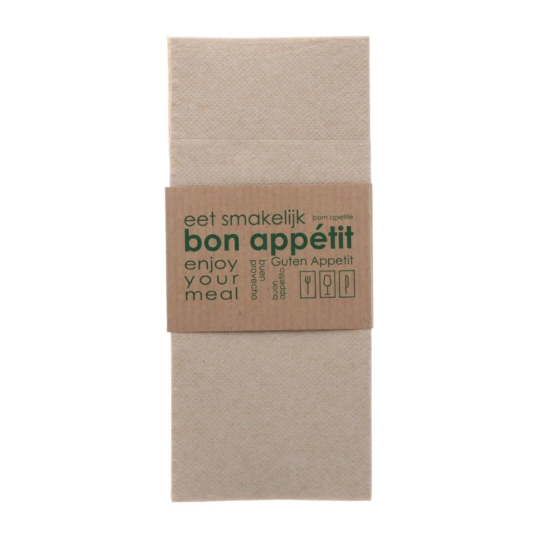 HX983 - Europochette Kangaroo Fold Soft Kraft Napkins with Paper Sleeve (50 pack)