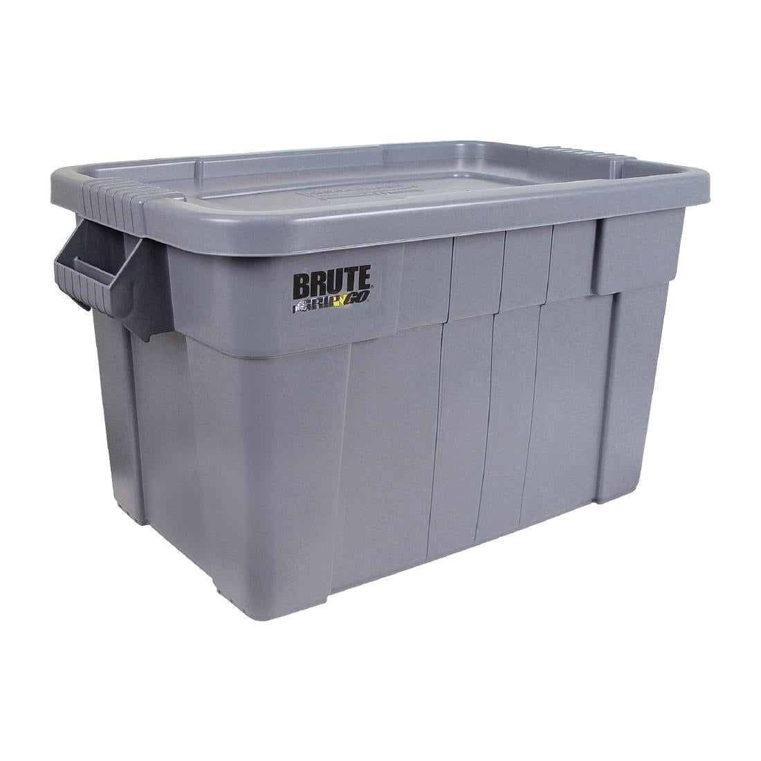 HY001 Rubbermaid Brute Tote Box Grey with Lid 53Ltr