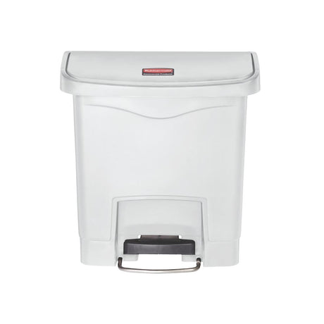 HY010 Rubbermaid Slim Jim Front Step Pedal Bin White 15Ltr