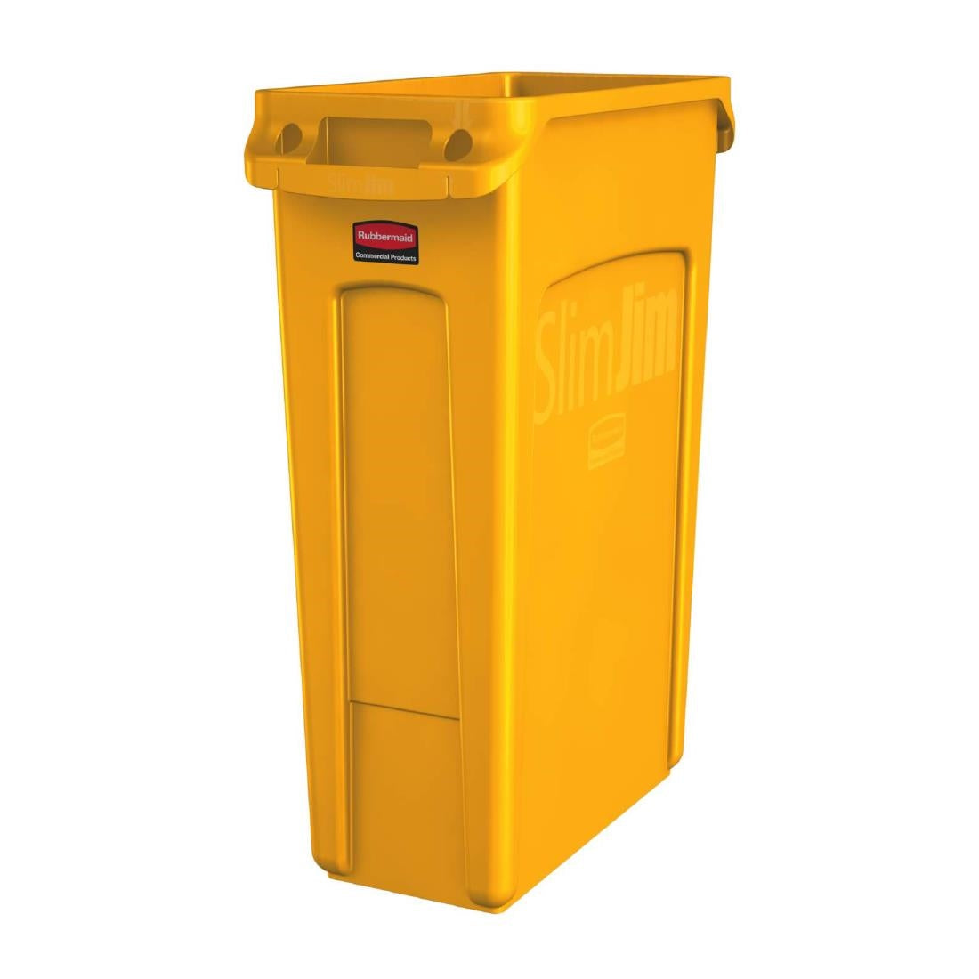 HY012 Rubbermaid Slim Jim with Venting Channels Yellow 87Ltr
