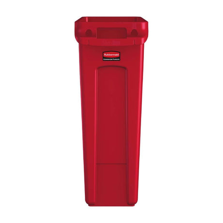 HY013 Rubbermaid Slim Jim with Venting Channels Red 87Ltr