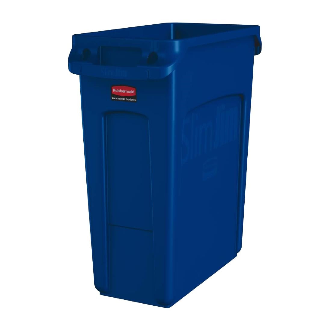 HY017 Rubbermaid Slim Jim with Venting Channels Blue 60Ltr