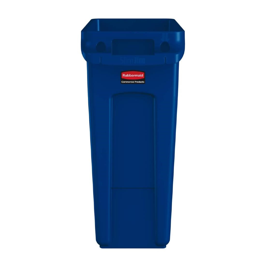 HY017 Rubbermaid Slim Jim with Venting Channels Blue 60Ltr