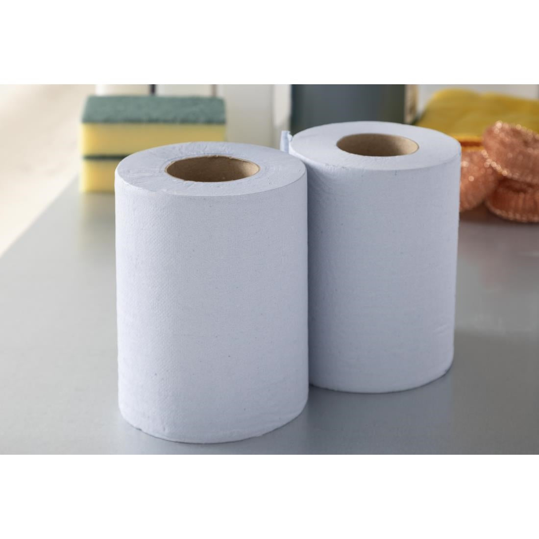 HY034 - Nisbets Essentials Centrefeed Blue Rolls 2-Ply 320 Sheets (2 pack)