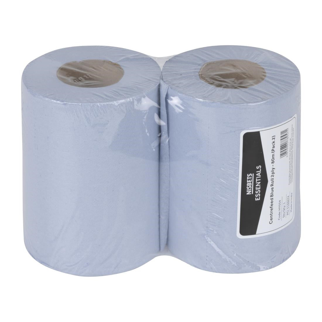 HY034 - Nisbets Essentials Centrefeed Blue Rolls 2-Ply 320 Sheets (2 pack)