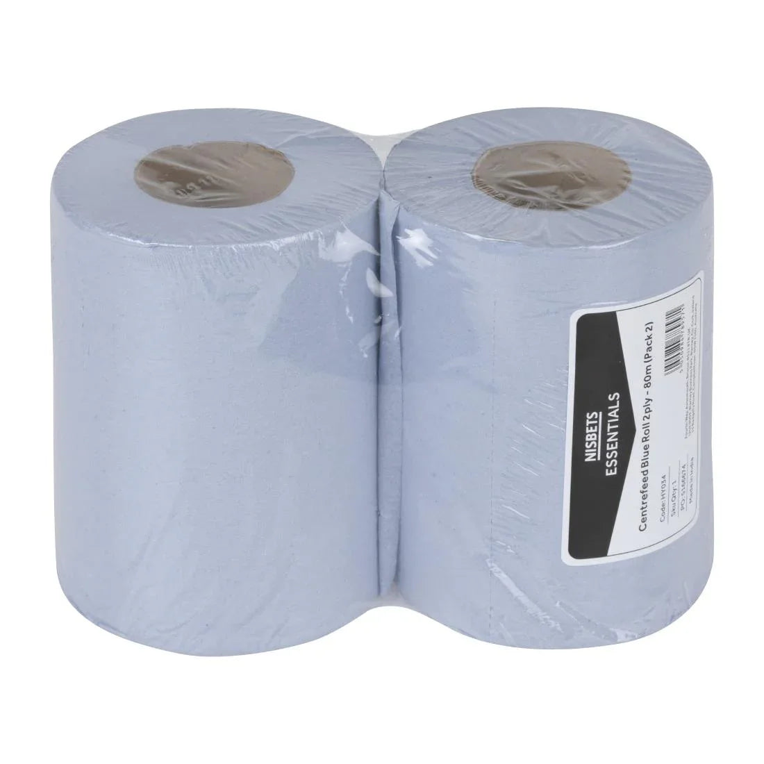 HY034 - Nisbets Essentials Centrefeed Blue Rolls 2-Ply 320 Sheets (2 pack)