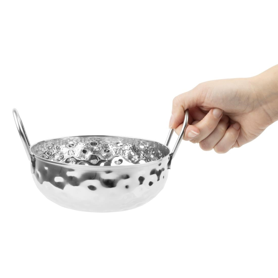 HY105 - Olympia Table Presentation Hammered Kadai Dish Stainless Steel 150mm