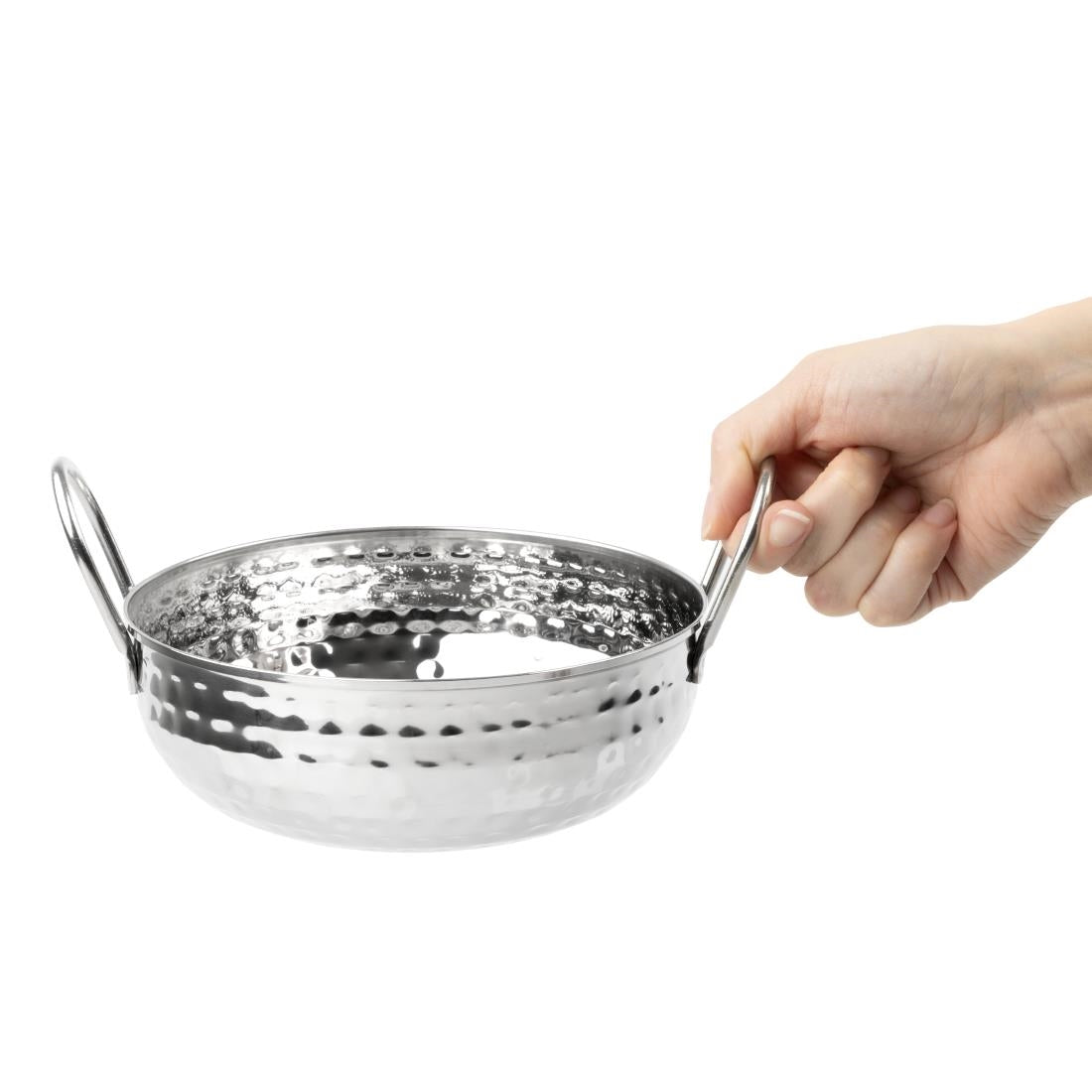 HY106 - Olympia Table Presentation Hammered Kadai Dish Stainless Steel 170mm