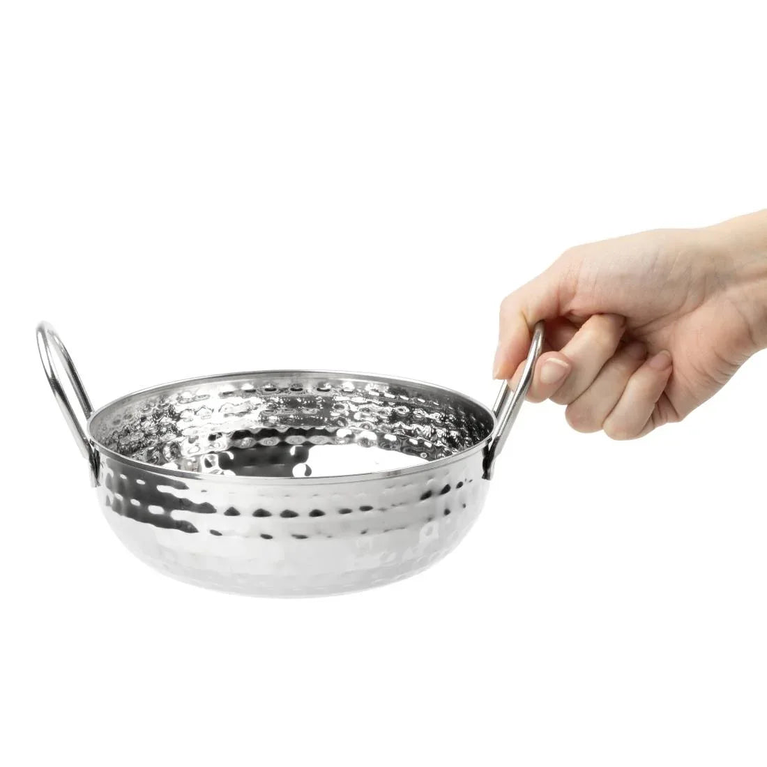 HY106 - Olympia Table Presentation Hammered Kadai Dish Stainless Steel 170mm