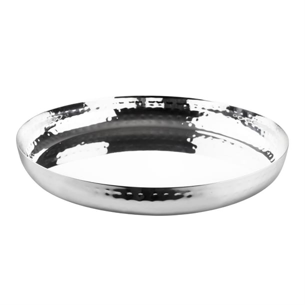 HY124 Olympia Hammered Stainless Steel Round Tray 260x35mm