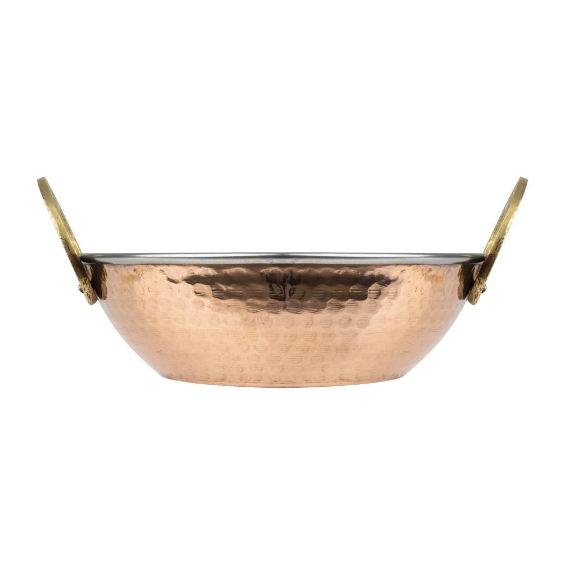 HY129 Olympia Copper Kadai Dish Stainless Steel Brass Handles 660ml