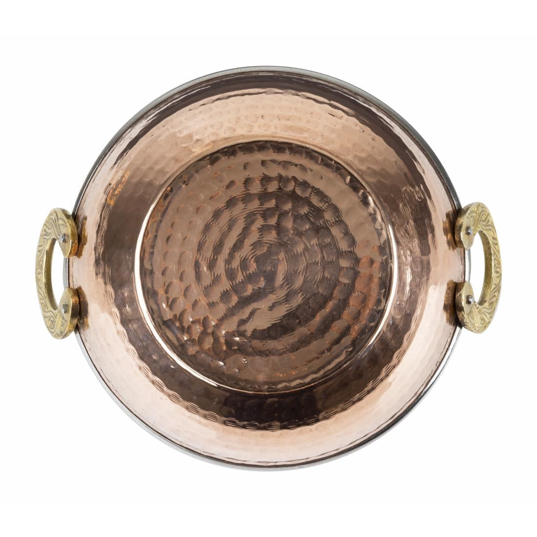HY129 Olympia Copper Kadai Dish Stainless Steel Brass Handles 660ml