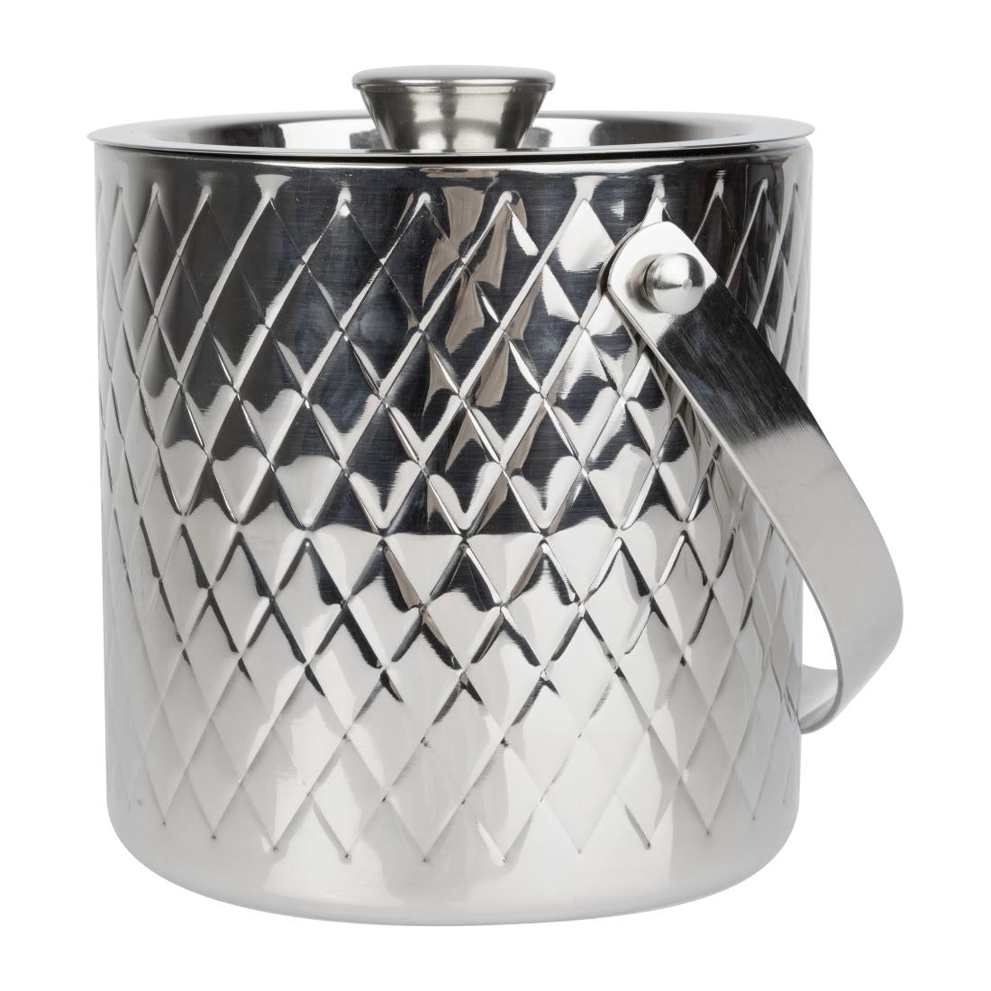 HY134 - Olympia Geo Double Wall Ice Bucket Stainless Steel 1950ml