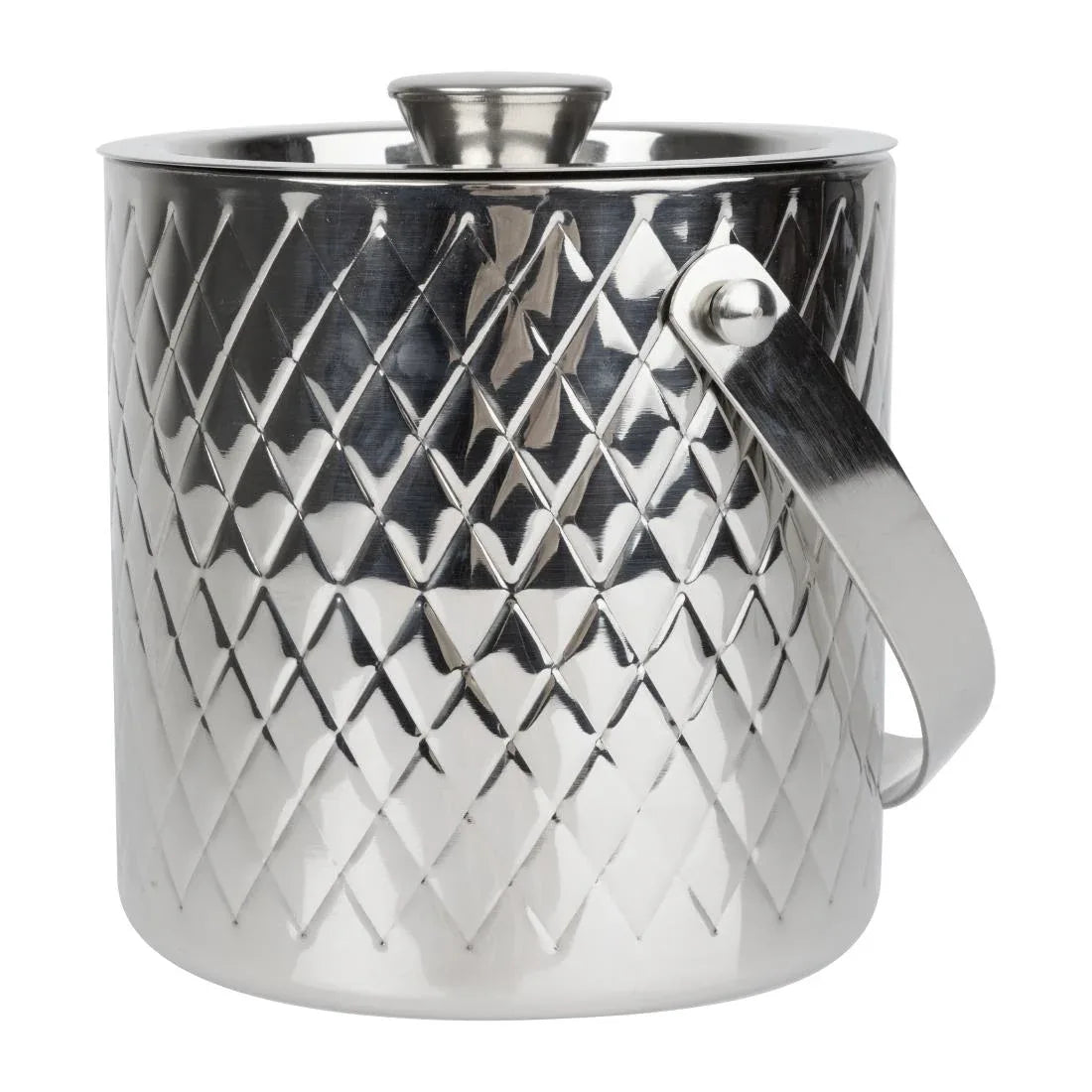 HY134 - Olympia Geo Double Wall Ice Bucket Stainless Steel 1950ml