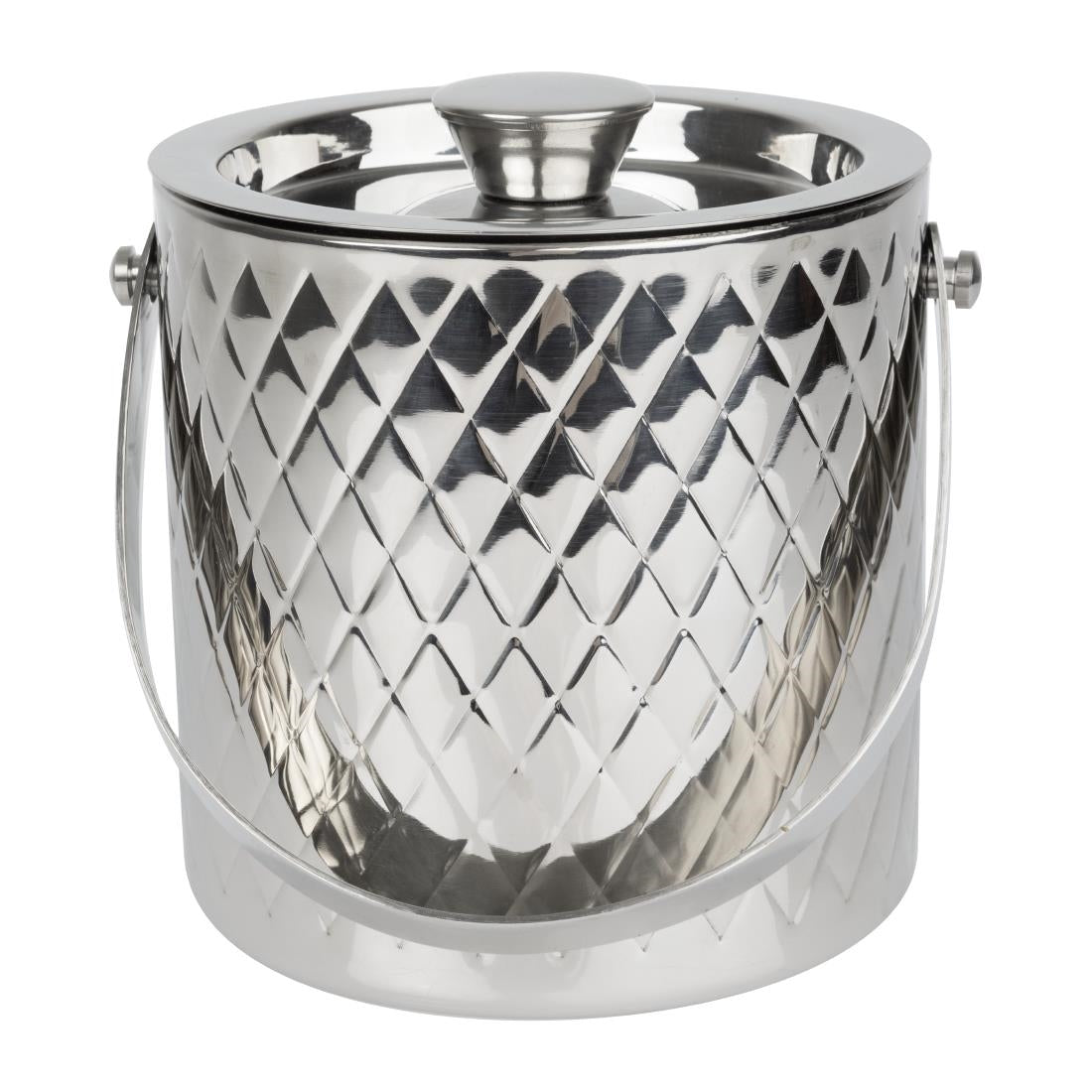 HY134 - Olympia Geo Double Wall Ice Bucket Stainless Steel 1950ml