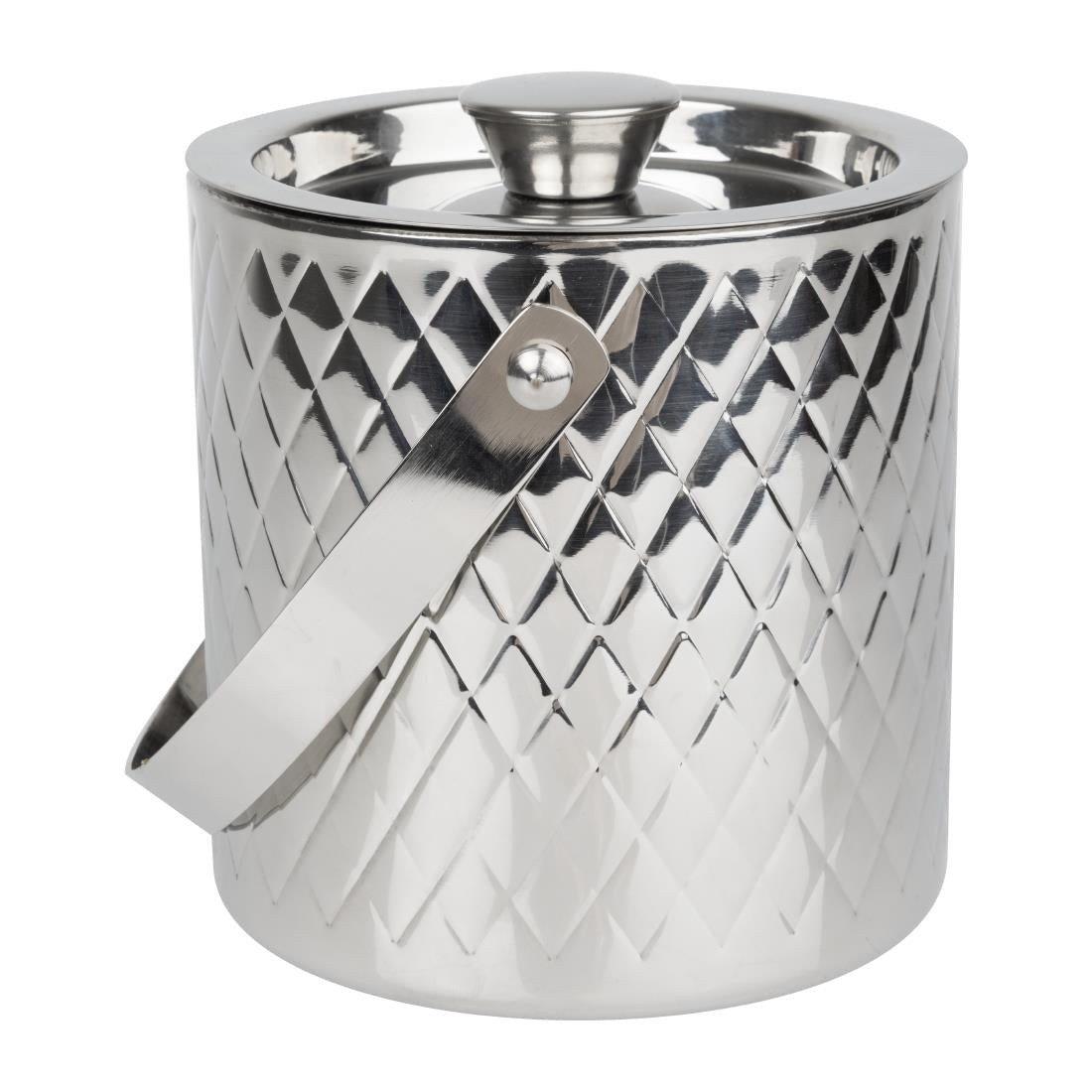 HY134 - Olympia Geo Double Wall Ice Bucket Stainless Steel 1950ml