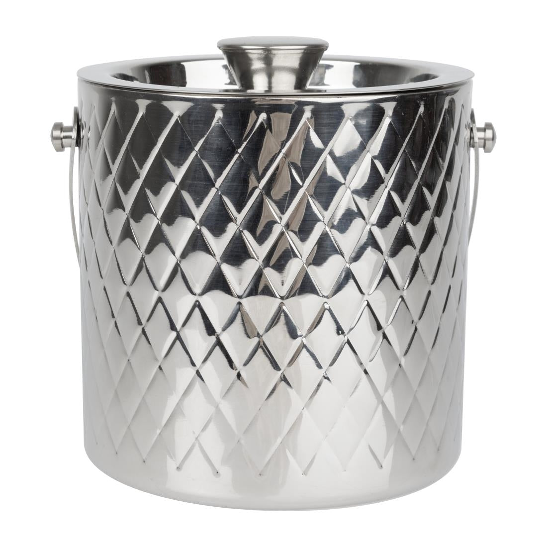 HY134 - Olympia Geo Double Wall Ice Bucket Stainless Steel 1950ml