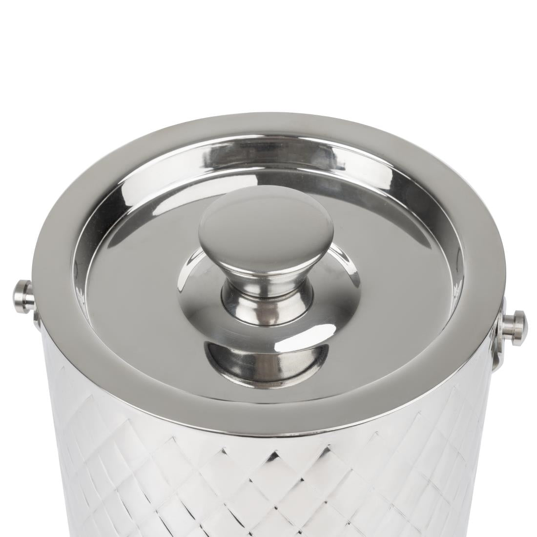 HY134 - Olympia Geo Double Wall Ice Bucket Stainless Steel 1950ml