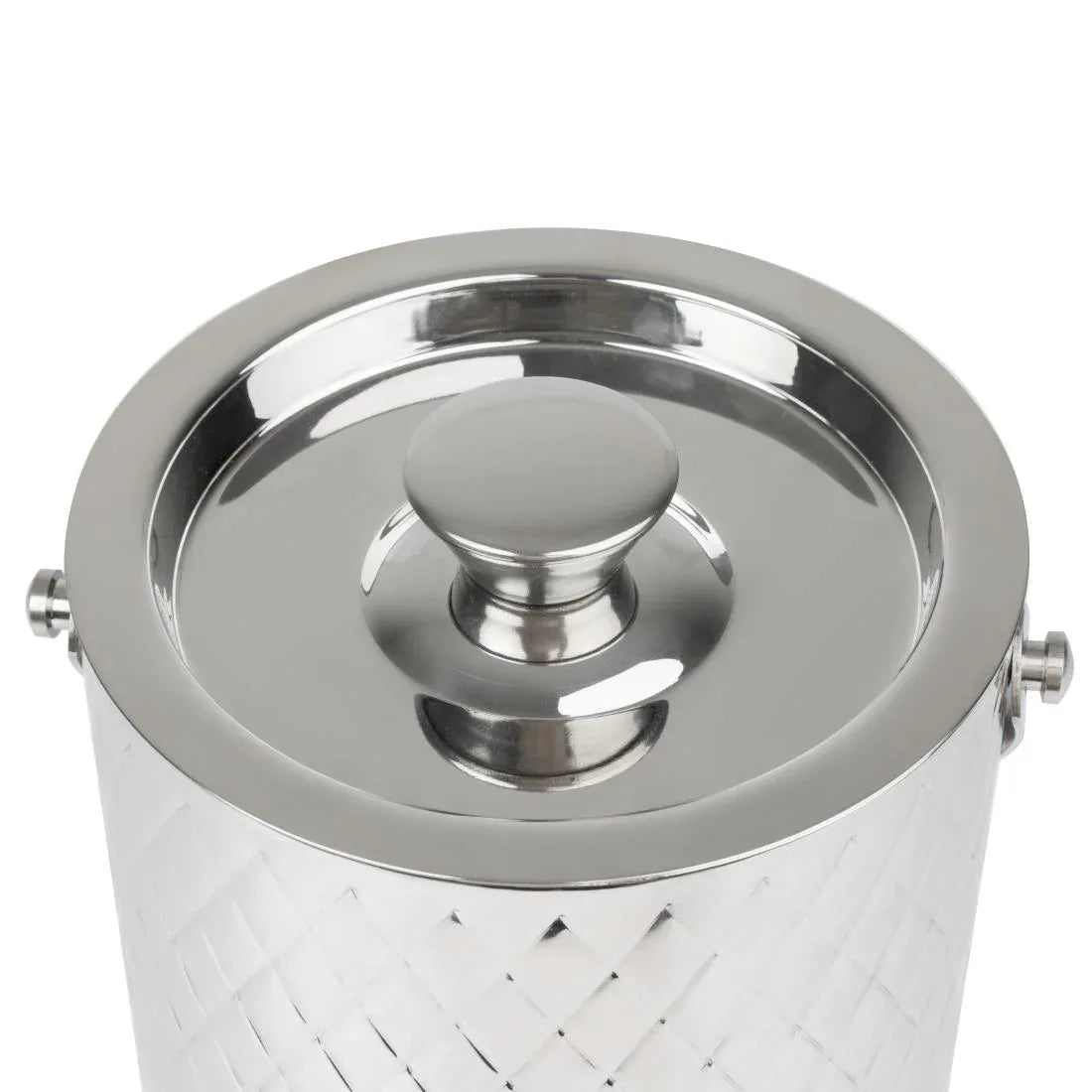 HY134 - Olympia Geo Double Wall Ice Bucket Stainless Steel 1950ml