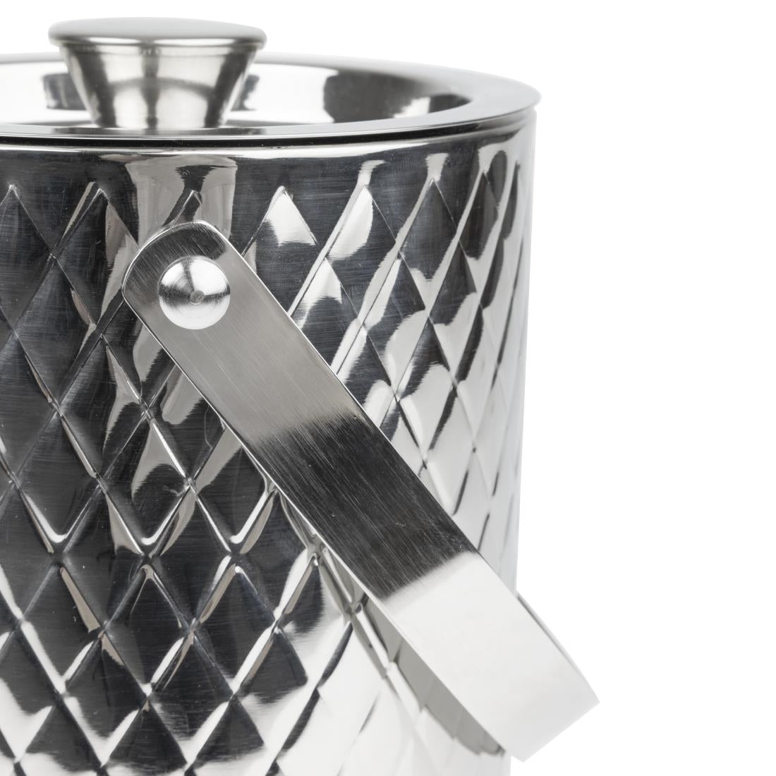 HY134 - Olympia Geo Double Wall Ice Bucket Stainless Steel 1950ml