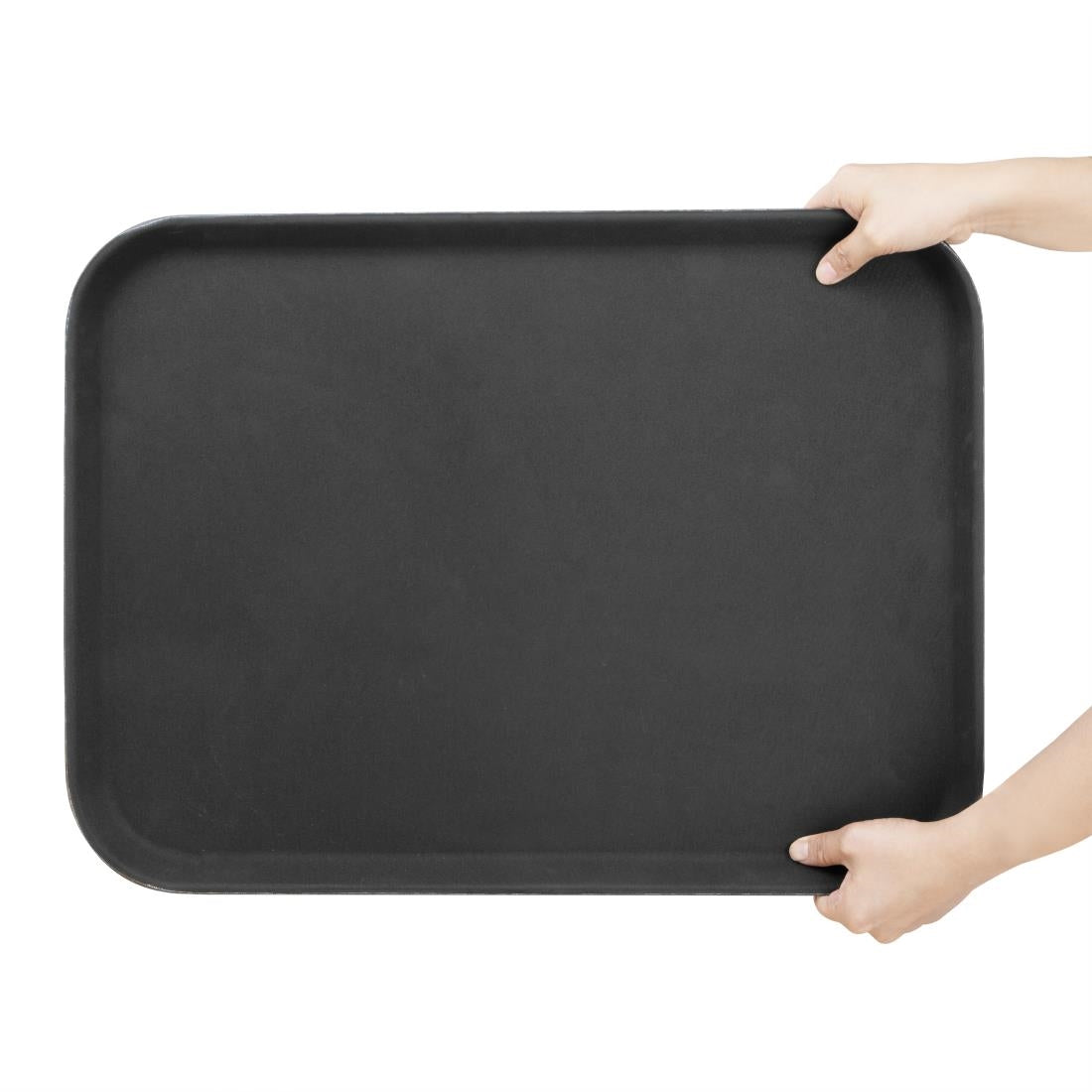 HY138 Olympia Kristallon Rectangular Tray Black Anti-Slip Fibreglass 405x560mm