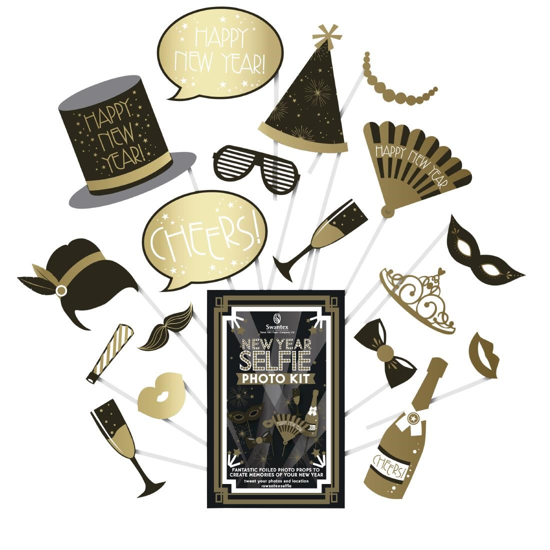 HY184 Swantex New Year Selfie Photo Kit (Pack of 8)